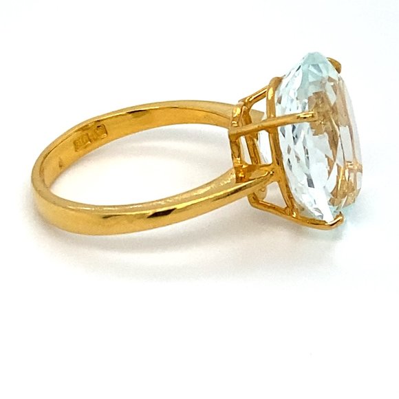 Aquamarine 8.01ct Solid 22K Yellow Gold Ring - Picture 4 of 7